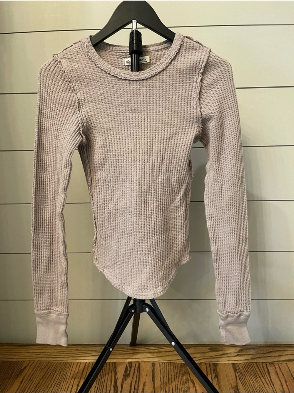 We The Free Dusty Rose Waffle Long-Sleeve Top